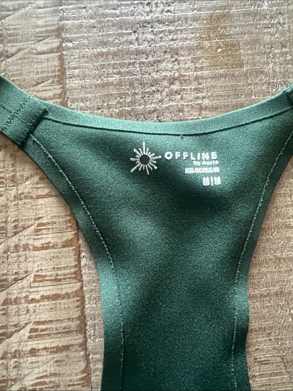 aerie OFFLINE Real Me Hold Up! Racerback Sports Bra - Dark Green - Picture 2 of 4